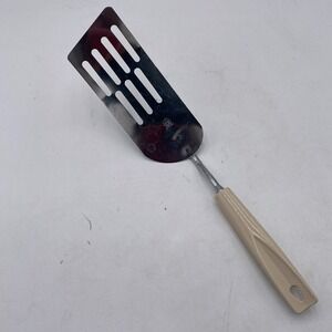 Angled Ecko USA Slotted Fish Spatula Turner Long Blade Cream Handle Turner VTG